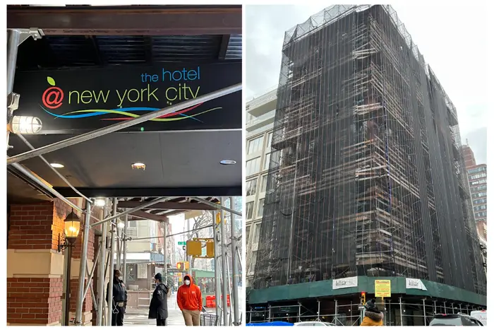 New York City officials announced The Hotel @ New York City at 161 Lexington Ave. would be converted into a men's shelter in December, 2021.